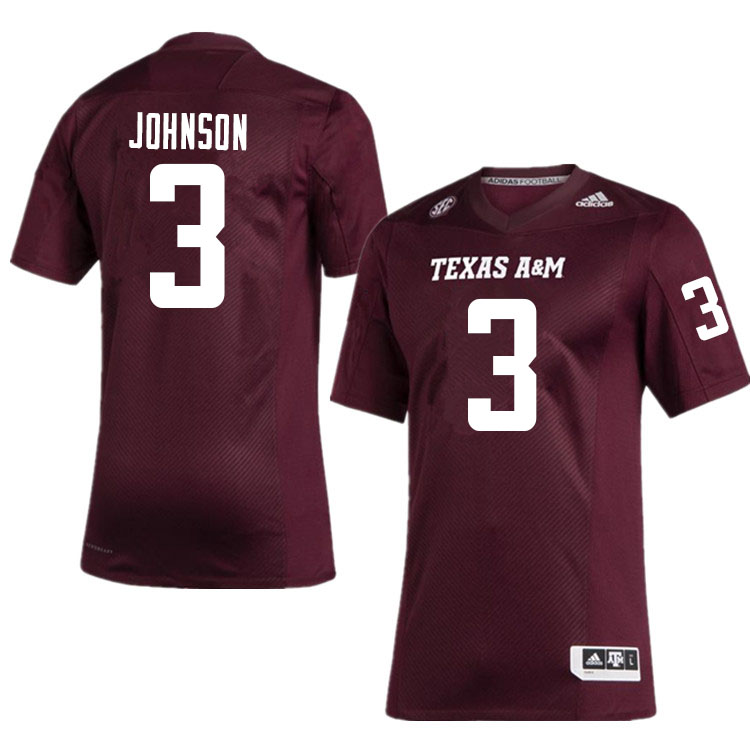 Men #3 Tyree Johnson Texas A&M Aggies College Football Jerseys Sale-Maroon